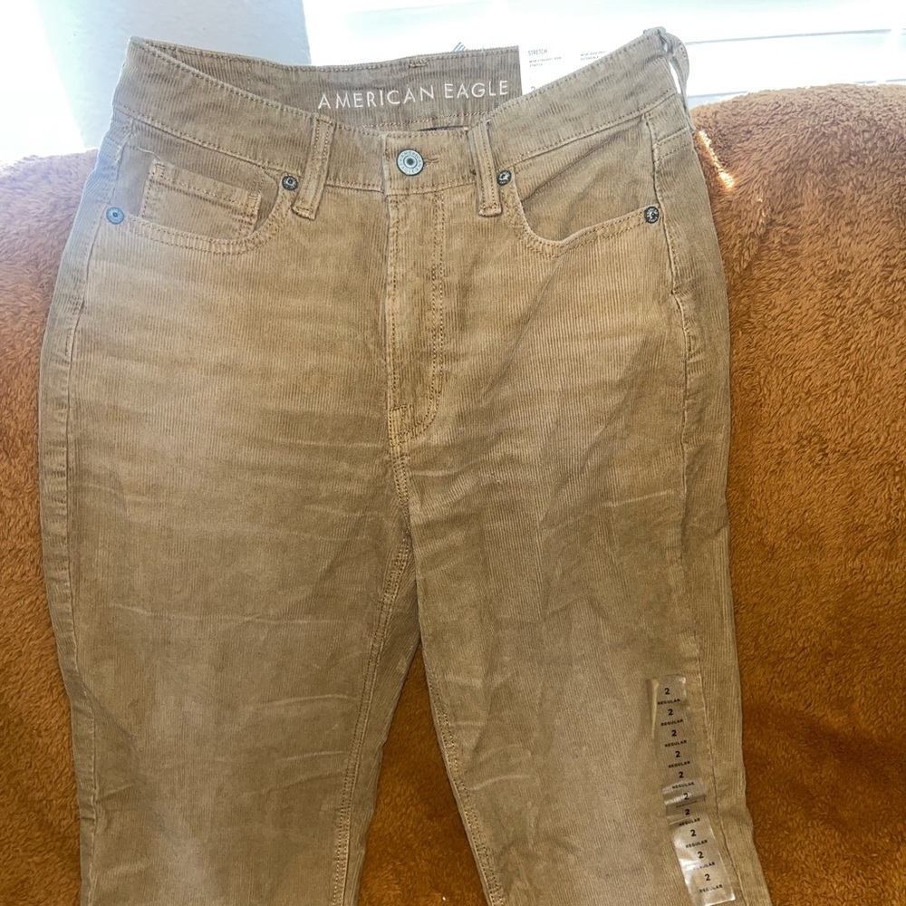 American eagle, corduroy, tan, stretch, jeans